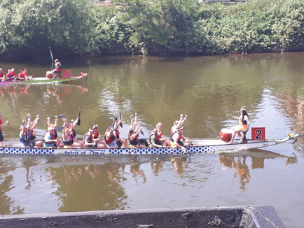 The Oars of Spontex win the Dragon Boat Race