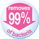 Removes 99% of bacteria